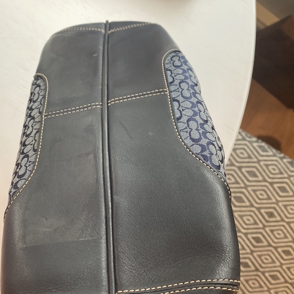 Coach Navy fabric and leather hand bag - Picture 11 of 16